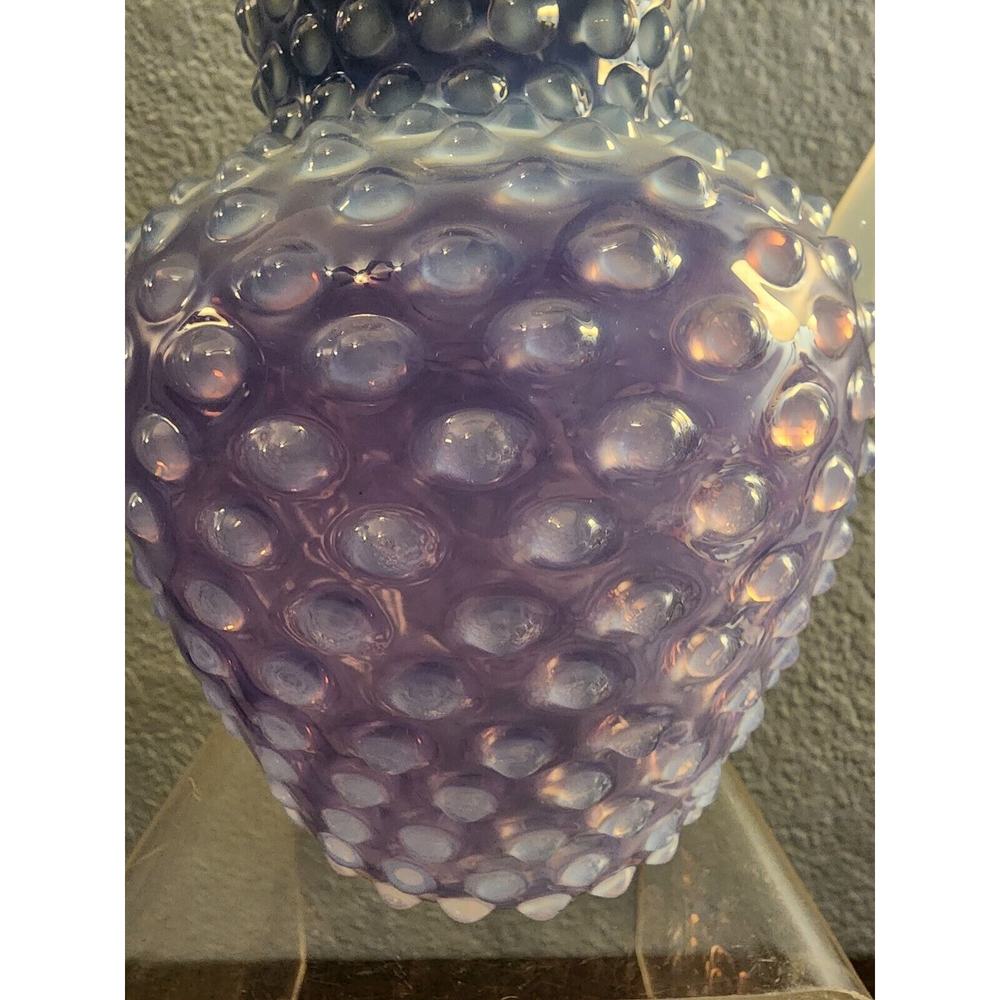 Vtg  7‎ 3/4 Czech Hobnail Cased Amethyst Purple Opalescent Pitcher - Picture 3 of 6
